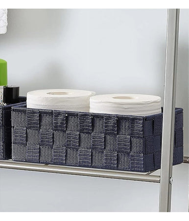 Portaoggetti Organizer Bagno Camera Cucina Tessuto Blu Multiuso 28x22x10.5cm 79022