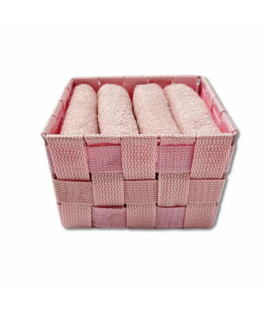 Portaoggetti Organizer Multiuso Bagno Camera Cucina Tessuto Rosa 19x14x9cm 79011