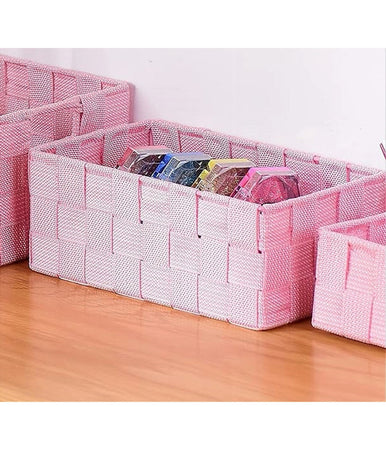 Portaoggetti Organizer Multiuso Bagno Camera Cucina Tessuto Rosa 19x14x9cm 79011