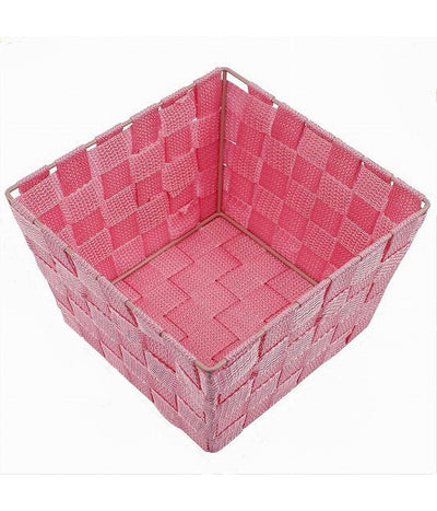 Portaoggetti Rosa Organizer Bagno Camera Cucina In Tessuto 16 X 16 X 8.5cm 79005