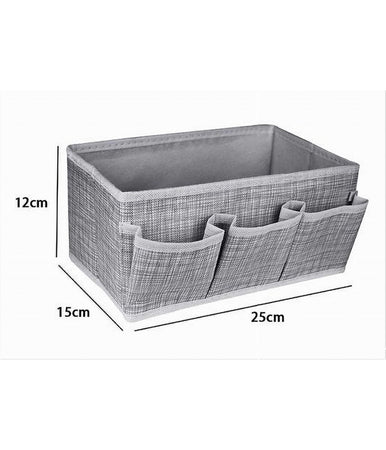 Portaoggetti Tessuto Organizer Contenitore Box Scatola 3 Tasche 25x15x12cm 79419
