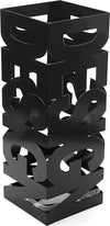 Portaombrelli-in-Ferro-Design-Quadrato-Stand-Nero-Vaschetta-Salvagoccia