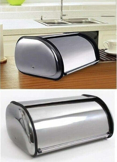 Portapane-Pane-Crock-Design-Moderno-Grande-Rotolo-Top-Contenitore-Acciaio