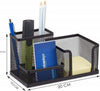 Portapenne-Post-It-Nero-Rete-3-Scomparti-Penna-Matite-Porta-Biglietti-Organizer
