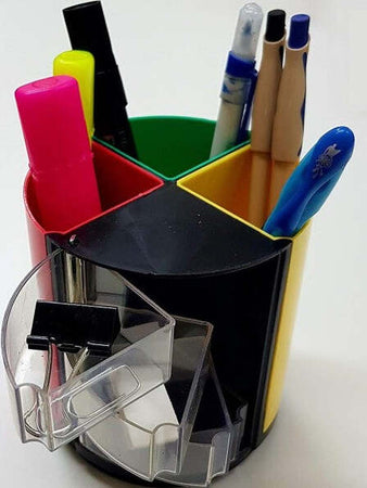Portapenne Tondo Girevole Plastica 3 Scomparti 4 Cassetti Scrivania Porta Penne Cancelleria e prodotti per ufficio/Archivio ufficio e accessori per scrivania/Accessori da scrivania e archiviazione/Portaoggetti e portablocchi da scrivania/Portapenne Trade Shop italia - Napoli, Commerciovirtuoso.it