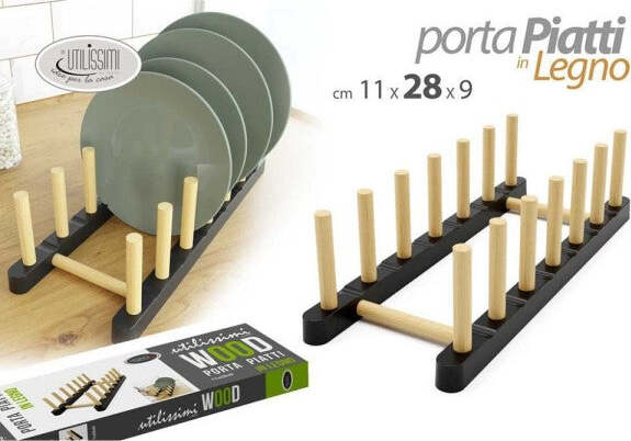 Portapiatti-In-Legno-11x28x9cm-Organizzatore-Supporto-Porta-Piatto-Cucina-838293