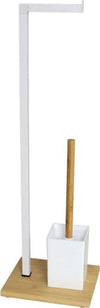 Portarotolo-con-Portascopino-da-Bagno-in-Metallo-e-Legno-con-Spazzolone-Bianco