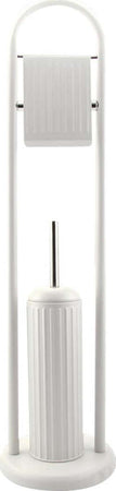 Portarotolo Con Spazzolone Porta Scopino Bagno Linear In Metallo Bianco 22x81cm Set da Bagno Trade Shop italia - Napoli, Commerciovirtuoso.it