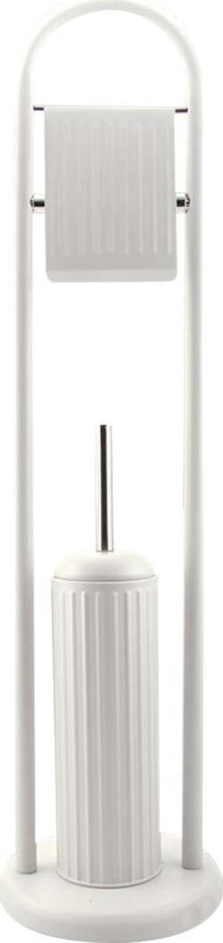 Portarotolo Con Spazzolone Porta Scopino Bagno Linear In Metallo Bianco 22x81cm Set da Bagno Trade Shop italia - Napoli, Commerciovirtuoso.it