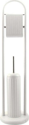 Portarotolo-Con-Spazzolone-Porta-Scopino-Bagno-Linear-In-Metallo-Bianco-22x81cm
