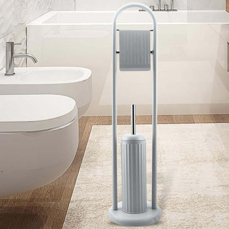 Portarotolo Con Spazzolone Porta Scopino Bagno Linear In Metallo Grigio 22x81 Cm Set da Bagno Trade Shop italia - Napoli, Commerciovirtuoso.it