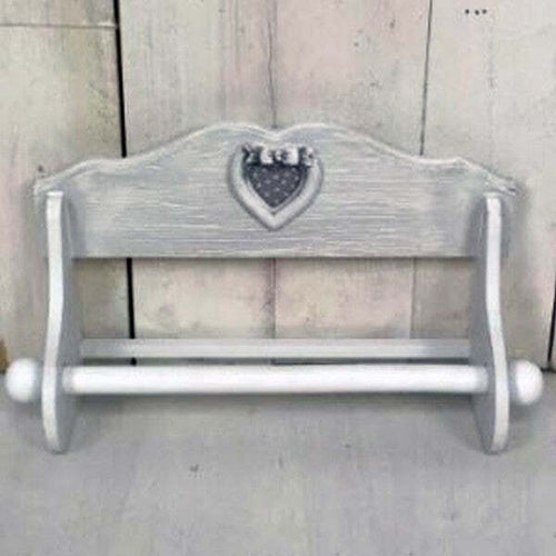 Portarotolo-Parete-Carta-Cucina-Rotolo-Scottex-Legno-Bianco-Con-Cuore-Shabby