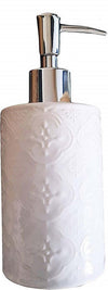 Portasapone Cilindrico Barocco Bianco Esy_10317 Trama Legno 18cm Ceramica Sapone Set da Bagno Trade Shop italia - Napoli, Commerciovirtuoso.it