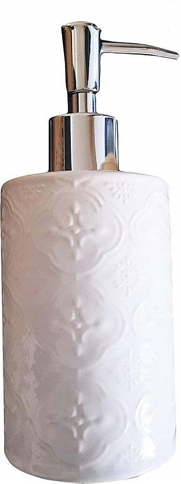 Portasapone Cilindrico Barocco Bianco Esy_10317 Trama Legno 18cm Ceramica Sapone Set da Bagno Trade Shop italia - Napoli, Commerciovirtuoso.it