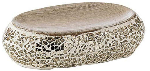 Portasapone in vetro e ceramica oro e panna - Linea Myosotis di Gedy
