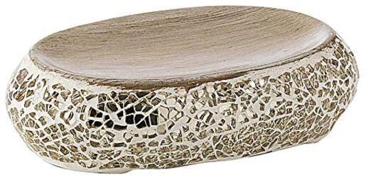 Portasapone in vetro e ceramica oro e panna - Linea Myosotis di Gedy