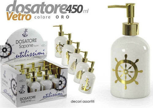 Portasapone Liquido Dosatore Oro 450ml 8x18cm Vetro Vari Decori Assortiti 775659 Casa e cucina/Bagno/Accessori per il bagno/Dosatori e porta accessori/Portasapone Trade Shop italia - Napoli, Commerciovirtuoso.it