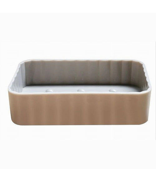 Portasapone Saponetta Bagno Rettangolare Tortora Rigato Accessorio Arredo 79192