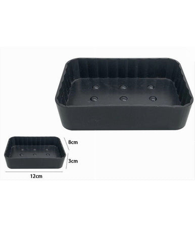 Portasapone Saponetta Da Bagno Rettangolare Grigio Scuro Rigato Accessorio 79172