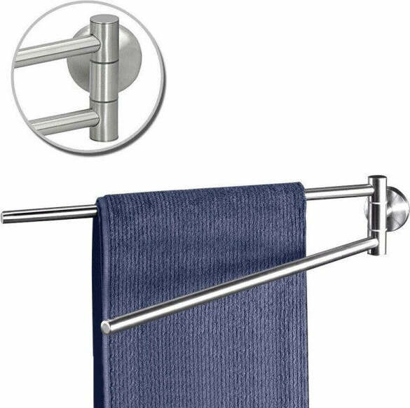 TocTen Doppia barra portasciugamani da bagno – spesso in acciaio inox SUS304 per bagno, accessori da bagno, doppia asta porta asciugamani resistente, montaggio a parete (nichel spazzolato, 61 cm