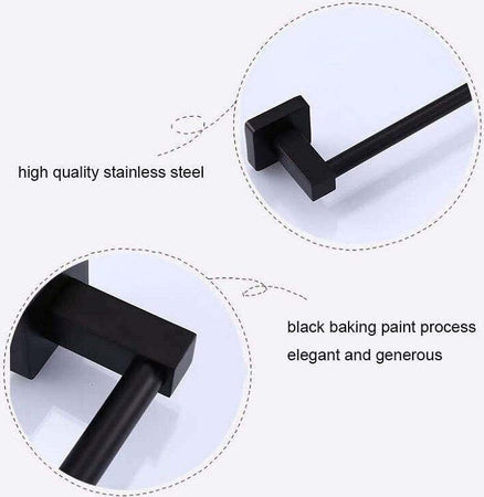 Portasciugamani In Acciaio Inox Singolo Nero Da 60 Cm Per Bagno Design Moderno Casa e cucina/Bagno/Mobili da bagno/Portasciugamani/Ganci portasciugamani Trade Shop italia - Napoli, Commerciovirtuoso.it