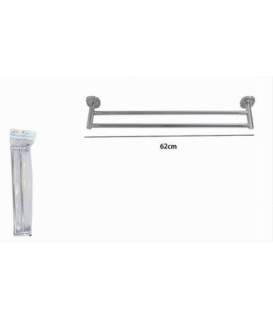 Portasciugamani Porta Asciugamano Doppio Cromato 60cm Accessori Bagno Oval 52001