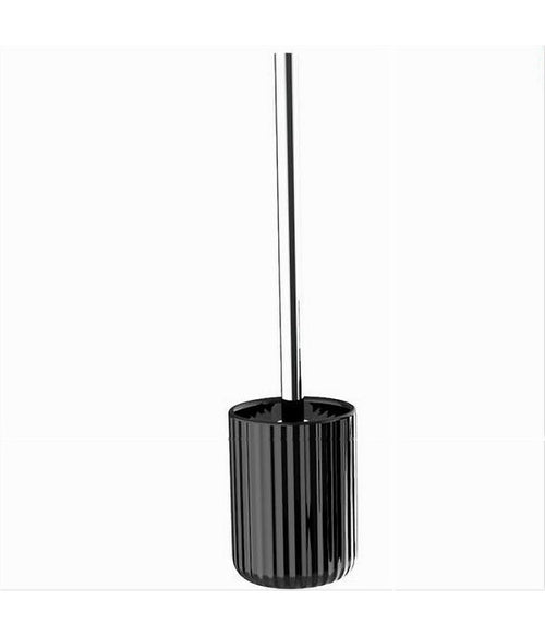 Portascopino Arredo Da Bagno Wc Toilette Nero Rigato Con Scopino Completo 69749