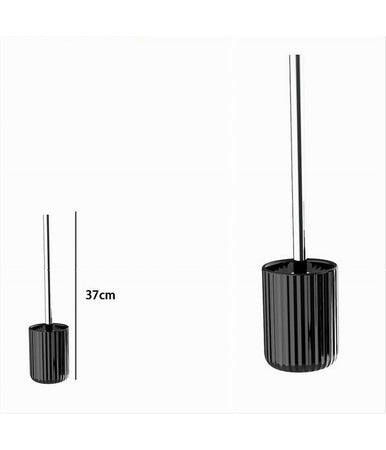 Portascopino Arredo Da Bagno Wc Toilette Nero Rigato Con Scopino Completo 69749