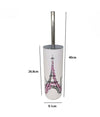 Portascopino Bianco Decorato Scritta Paris Con Scopino Accessorio Bagno 87043