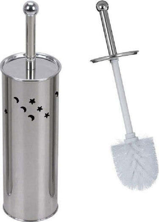 Portascopino-Cilindro-Acciaio-Bagno-Spazzolone-Wc-Argento-Con-Stelle-Lune-52666