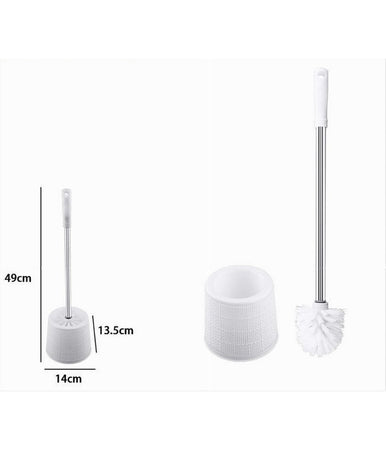 Portascopino Con Effetto Rattan Bianco Per Bagno Wc Toilette Con Scopino 79823