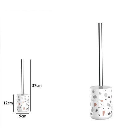 Portascopino Graniglia Bianco Multicolore Con Scopino Accessorio Arredo Bagno 69837