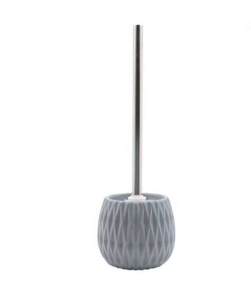 Portascopino Grigio Lavorato Con Scopino Accessorio Moderno Arredo Bagno 79953