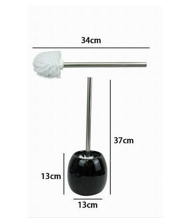 Portascopino In Ceramica Nero Con Scopino Moderno Accessorio Arredo Bagno 79251