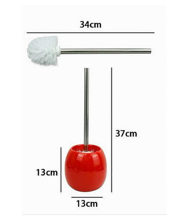 Portascopino In Ceramica Rosso Con Scopino Moderno Accessorio Arredo Bagno 79263