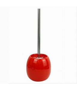 Portascopino In Ceramica Rosso Con Scopino Moderno Accessorio Arredo Bagno 79263
