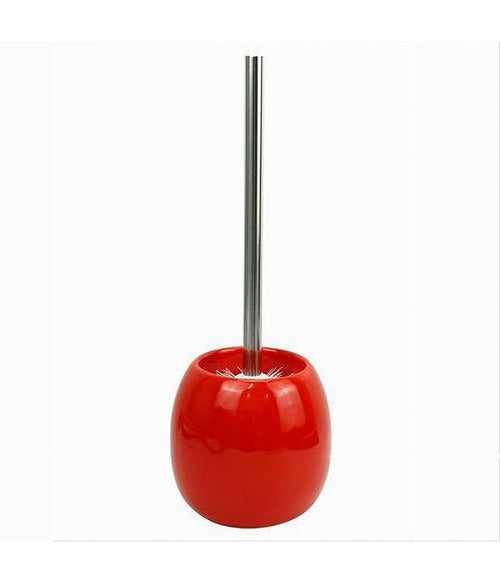 Portascopino In Ceramica Rosso Con Scopino Moderno Accessorio Arredo Bagno 79263