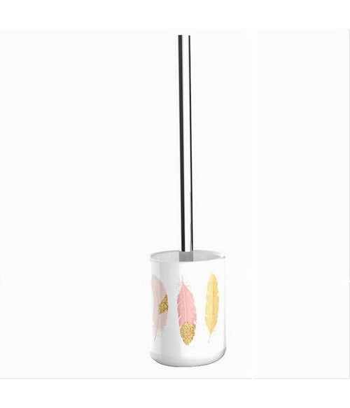 Portascopino Porta Scopino Bagno Wc Toilette Con Piume Con Scopino Completo 69796