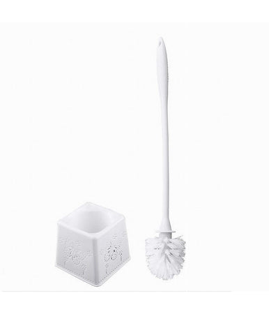 Portascopino Quadrato Decorato Bianco Per Bagno Wc Toilette Con Scopino 79824