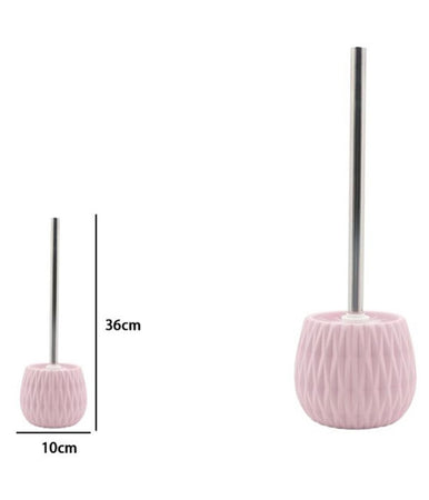 Portascopino Rosa Lavorato Con Scopino Moderno Accessorio Per Arredo Bagno 79949