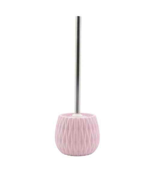 Portascopino Rosa Lavorato Con Scopino Moderno Accessorio Per Arredo Bagno 79949