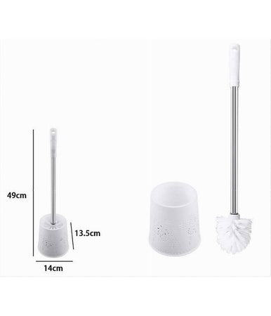 Portascopino Rotondo Decorato Bianco Per Bagno Wc Toilette Con Scopino 79822