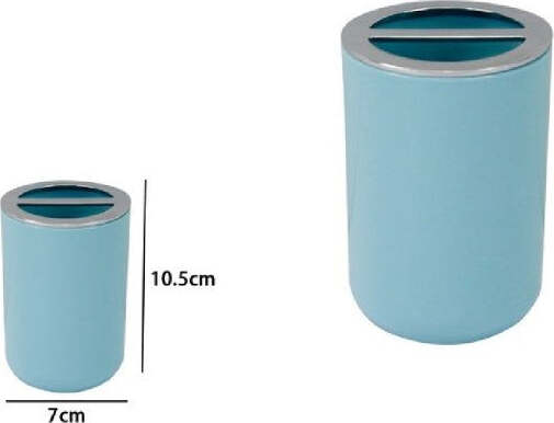 Portaspazzolini-Bicchiere-Accessori-Bagno-2fori-Celeste-Silver-Contenitore-79887