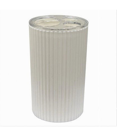 Portaspazzolini Bicchiere Accessorio Per Arredo Bagno Bianco Rigato 3 Fori 79162