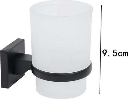 Portaspazzolini Bicchiere In Vetro E Acciaio Da Muro Nero Stile Minimal Moderno Casa e cucina/Bagno/Accessori per il bagno/Dosatori e porta accessori/Bicchieri porta spazzolini Trade Shop italia - Napoli, Commerciovirtuoso.it