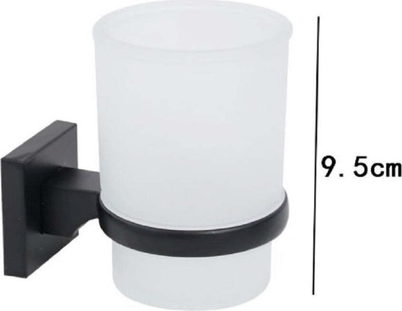 Portaspazzolini Bicchiere In Vetro E Acciaio Da Muro Nero Stile Minimal Moderno Casa e cucina/Bagno/Accessori per il bagno/Dosatori e porta accessori/Bicchieri porta spazzolini Trade Shop italia - Napoli, Commerciovirtuoso.it