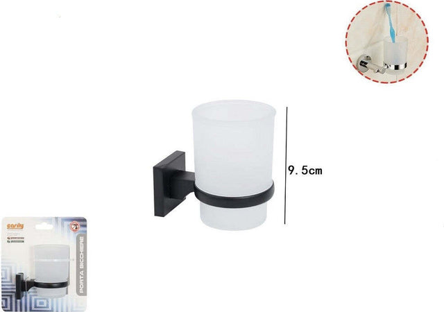 Portaspazzolini Bicchiere In Vetro E Acciaio Da Muro Nero Stile Minimal Moderno Casa e cucina/Bagno/Accessori per il bagno/Dosatori e porta accessori/Bicchieri porta spazzolini Trade Shop italia - Napoli, Commerciovirtuoso.it