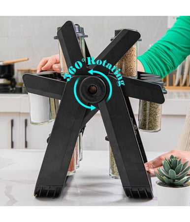Portaspezie Girevole A 360° Con 18 Barattoli Spezie Da Cucina Con Supporto Ruota
