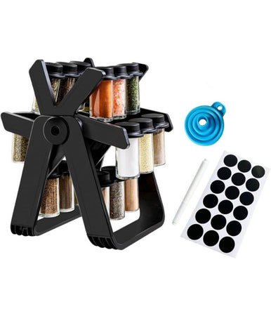 Portaspezie Girevole A 360° Con 18 Barattoli Spezie Da Cucina Con Supporto Ruota