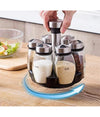 Portaspezie Girevole Con 6 Barattoli In Vetro Tappi Spargispezie Organizer Cucina